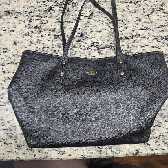 Coach Handbags - Authentic Coach Black Crossgrain Leather F38848 Tote Shoulder Bag – Zip Top